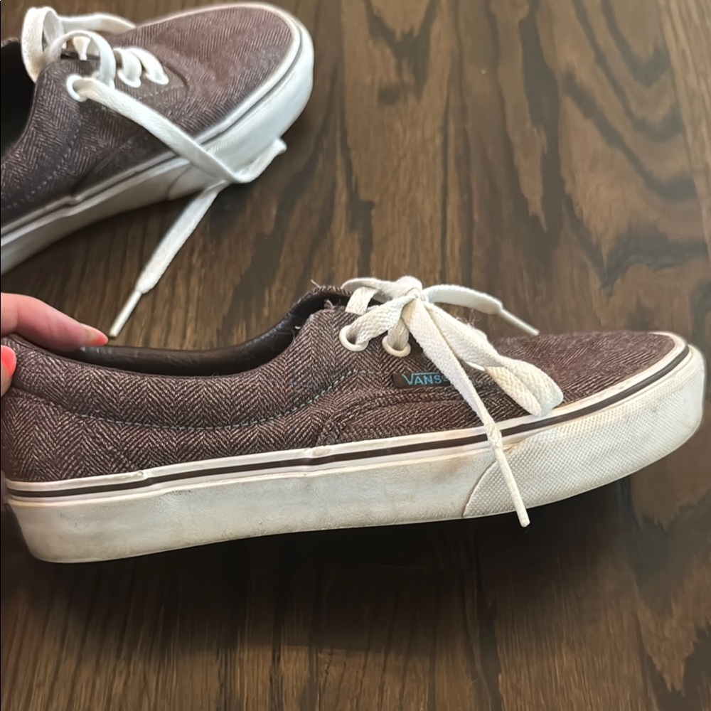 Vans Herringbone Brown and White Sneakers